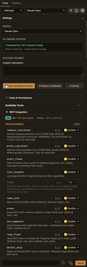 Settings tab