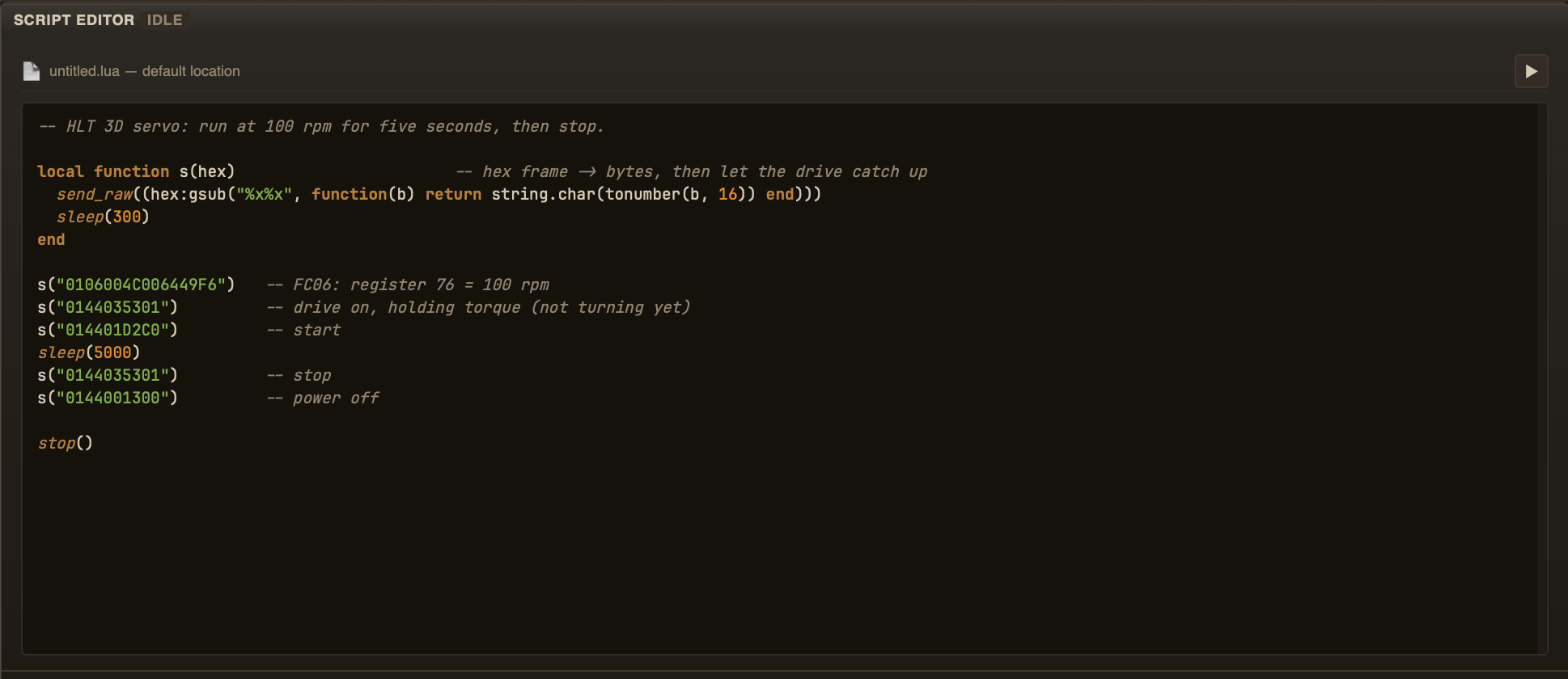 The Script tab